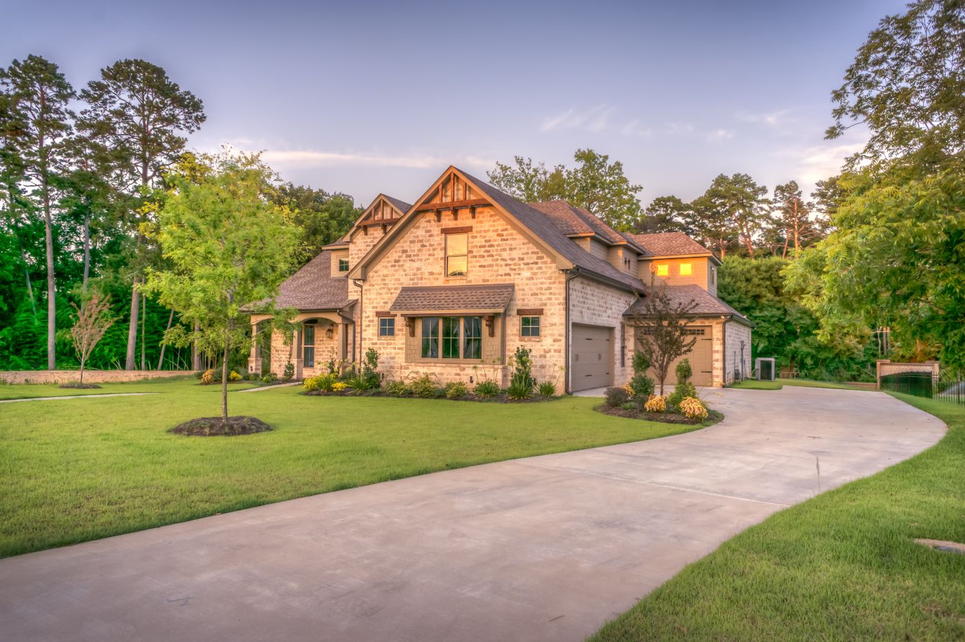 A residential property with a winding driveway