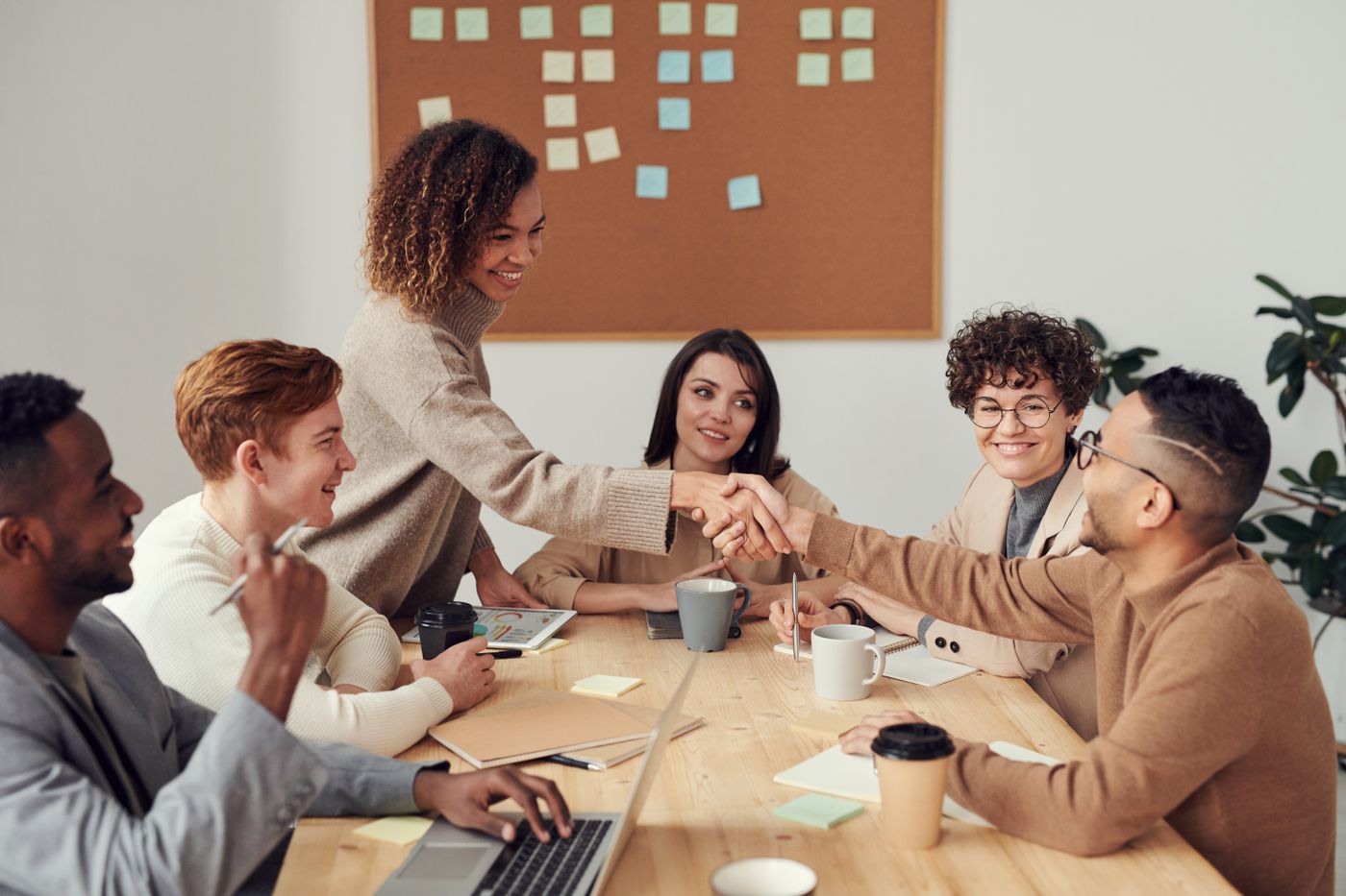 A collaborative discussion around a meeting table