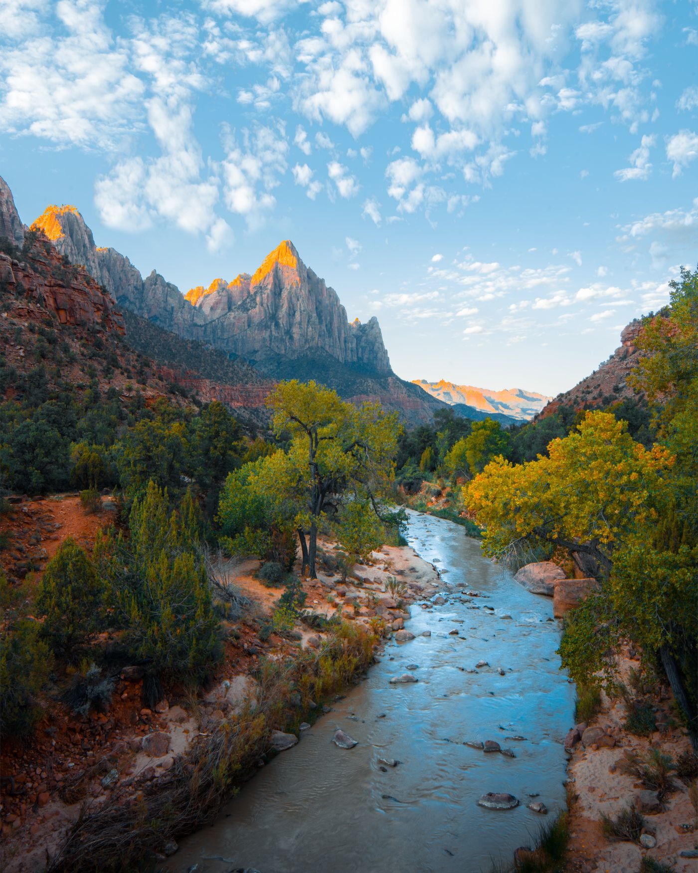 A river running through an autumn mountain valley
